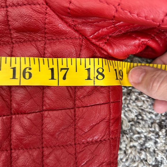 Siena Studio Red Leather Quilted Jacket with unique Silver Closures size Medium - Picture 10 of 14